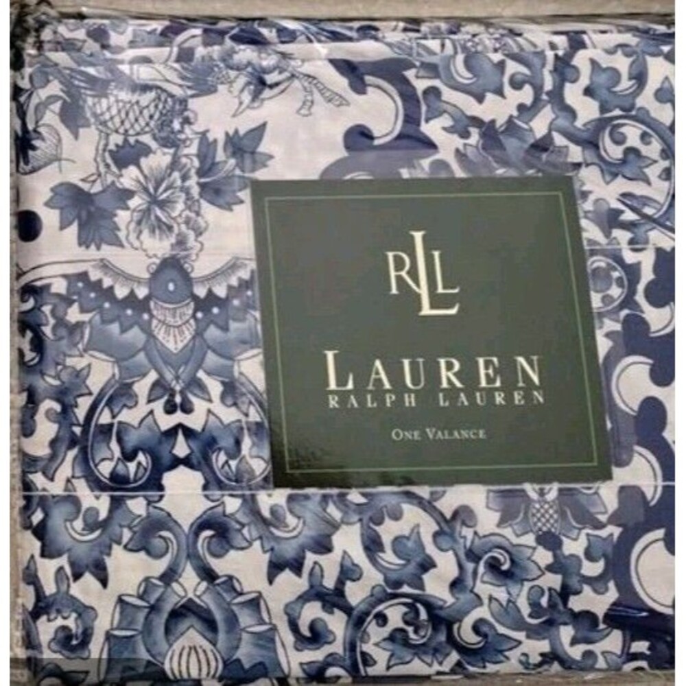 New Ralph Lauren Porcelain Blue 100% Cotton 84" X 15" Blouson Valance USA RARE